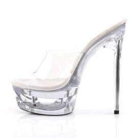 Pleaser Zapato Abierto ECLIPSE-601 Plata Transparente EU-38 / US-8