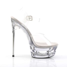 Pleaser Sandalia de Tacón ECLIPSE-608 Plata Transparente EU-35 / US-5