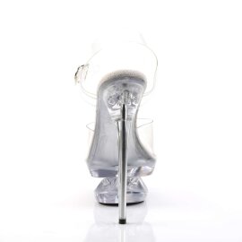 Pleaser Sandalia de Tacón ECLIPSE-608 Plata Transparente EU-39 / US-9