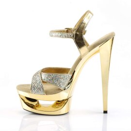 Pleaser Sandalia de Tacón ECLIPSE-619G Dorado Metalizado Cromo EU-39 / US-9