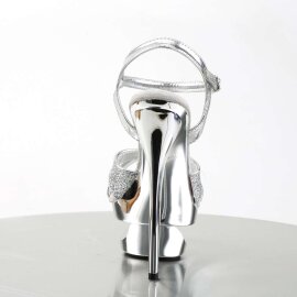 Pleaser Sandalia de Tacón ECLIPSE-619G Plata Multi Purpurina Metalizado EU-37 / US-7