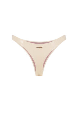 Tanga Naughty Thoughts de vinilo Crema M