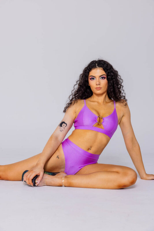 AMBR Designs Top con Cierre Lila L