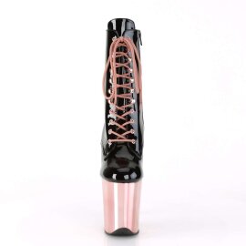 Pleaser Botín FLAMINGO-1020 Negro Charol Oro Rosado Claro Metalizado EU-35 / US-5
