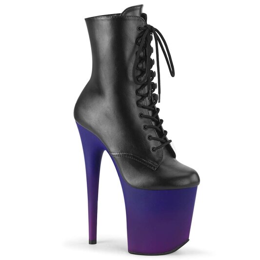 Pleaser Botín FLAMINGO-1020BP Negro Cuero SintéticoAzul-Lila EU-35 / US-5