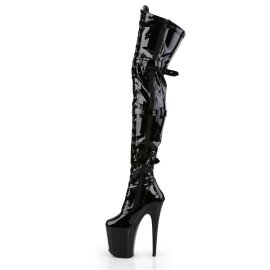 Pleaser Bota Alta FLAMINGO-3028 Negro Charol ElásticoEU-37 / US-7