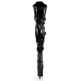 Pleaser Bota Alta FLAMINGO-3028 Negro Charol ElásticoEU-37 / US-7