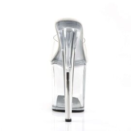 Pleaser Zapato Abierto FLAMINGO-801 Plata Transparente EU-35 / US-5