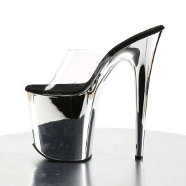Pleaser Zapato Abierto FLAMINGO-801 Plata Transparente Metalizado EU-37 / US-7