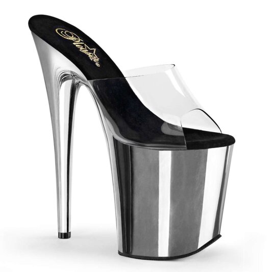 Pleaser Zapato Abierto FLAMINGO-801 Plata Transparente Metalizado EU-38 / US-8