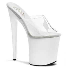 Pleaser Zapato Abierto FLAMINGO-801 Blanco Transparente...