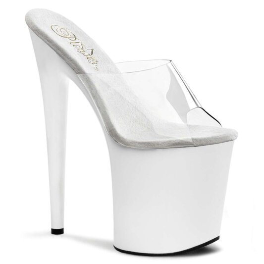 Pleaser Zapato Abierto FLAMINGO-801 Blanco Transparente EU-37 / US-7