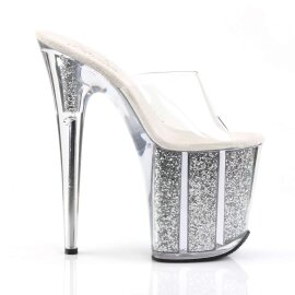 Pleaser Zapato Abierto FLAMINGO-801G Plata Transparente Multi Purpurina EU-35 / US-5