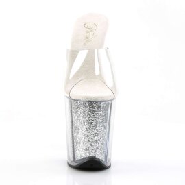 Pleaser Zapato Abierto FLAMINGO-801G Plata Transparente Multi Purpurina EU-38 / US-8