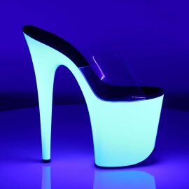 Pleaser Zapato Abierto FLAMINGO-801UV Transparente Blanco-Neón EU-39 / US-9