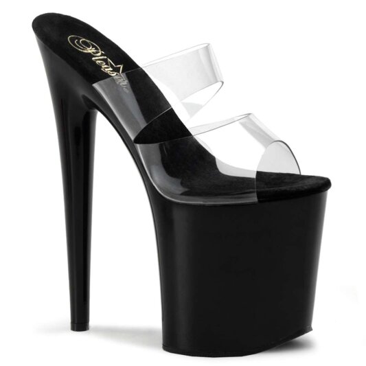 Pleaser Zapato Abierto FLAMINGO-802 Negro Transparente EU-38 / US-8