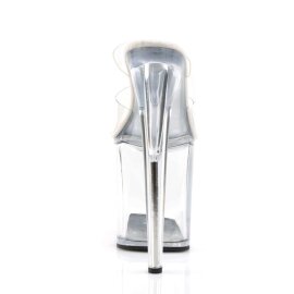 Pleaser Zapato Abierto FLAMINGO-802 Plata Transparente EU-35 / US-5