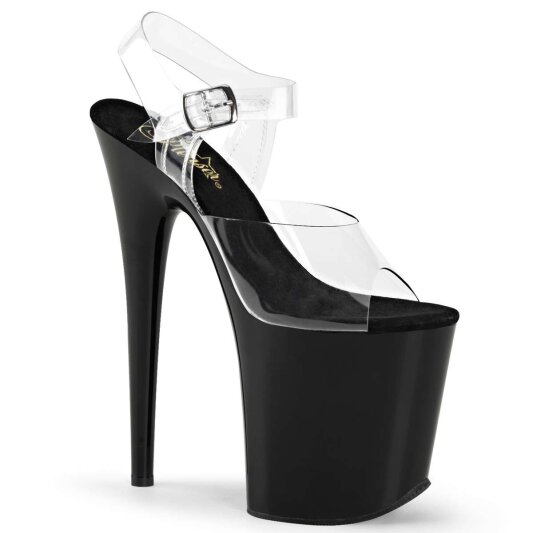 Pleaser Sandalia de Tacón FLAMINGO-808 Negro Transparente EU-35 / US-5
