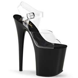 Pleaser Sandalia de Tacón FLAMINGO-808 Negro Transparente EU-35 / US-5