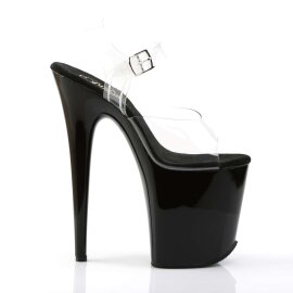 Pleaser Sandalia de Tacón FLAMINGO-808 Negro Transparente EU-35 / US-5