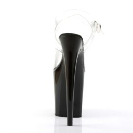 Pleaser Sandalia de Tacón FLAMINGO-808 Negro Transparente EU-37 / US-7