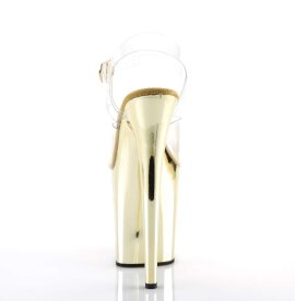 Pleaser Sandalia de Tacón FLAMINGO-808 Transparente Dorado Metalizado EU-35 / US-5