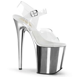 Pleaser Sandalia de Tacón FLAMINGO-808 Plata...