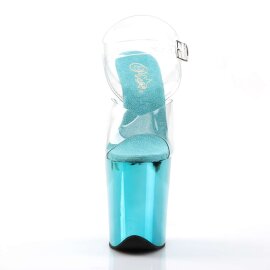 Pleaser Sandalia de Tacón FLAMINGO-808 Transparente Turquesa Metalizado EU-35 / US-5