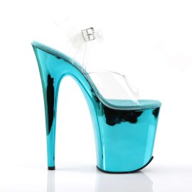 Pleaser Sandalia de Tacón FLAMINGO-808 Transparente Turquesa Metalizado EU-35 / US-5