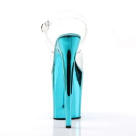 Pleaser Sandalia de Tacón FLAMINGO-808 Transparente Turquesa Metalizado EU-38 / US-8