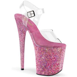Pleaser Sandalia de Tacón FLAMINGO-808CF Transparente Rosa EU-35 / US-5
