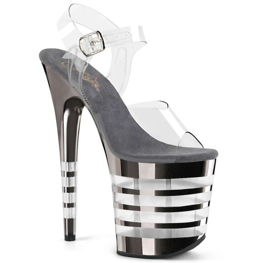 Pleaser Sandalia de Tacón FLAMINGO-808CHLN Transparente Metalizado Negro EU-35 / US-5