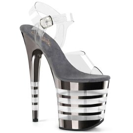 Pleaser Sandalia de Tacón FLAMINGO-808CHLN Transparente Metalizado Negro EU-35 / US-5