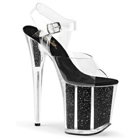 Pleaser Sandalia de Tacón FLAMINGO-808G Negro Transparente EU-35 / US-5