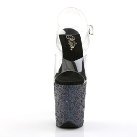 Pleaser Sandalia de Tacón FLAMINGO-808LG Negro Transparente Metalizado EU-35 / US-5