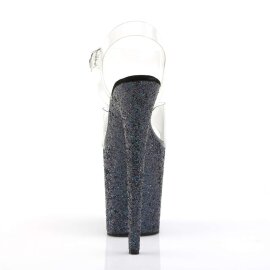 Pleaser Sandalia de Tacón FLAMINGO-808LG Negro Transparente Metalizado EU-39 / US-9