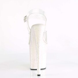 Pleaser Sandalia de Tacón FLAMINGO-808LG Plata Transparente Multi Purpurina EU-40 / US-10