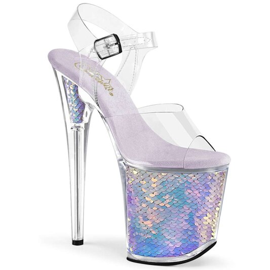 Pleaser Sandalia de Tacón FLAMINGO-808MC Transparente Lavanda Metalizado EU-35 / US-5