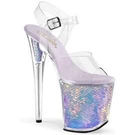 Pleaser Sandalia de Tacón FLAMINGO-808MC Transparente Lavanda Metalizado EU-38 / US-8