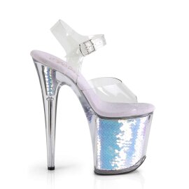 Pleaser Sandalia de Tacón FLAMINGO-808MC Transparente Lavanda Metalizado EU-38 / US-8