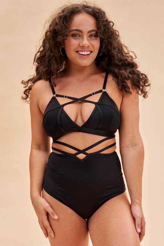 Lunalae Top Maisie Mesh Strappy Negro M