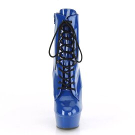 Pleaser DELIGHT-1020 Plateau Ankle Boots Patent Blue EU-37 / US-7