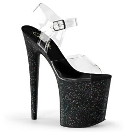 Pleaser Sandalia de Tacón FLAMINGO-808MG Negro Transparente EU-41 / US-11