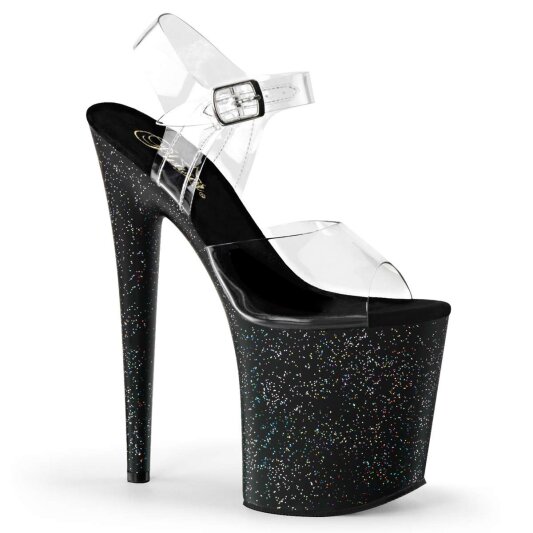 Pleaser Sandalia de Tacón FLAMINGO-808MG Negro Transparente EU-37 / US-7