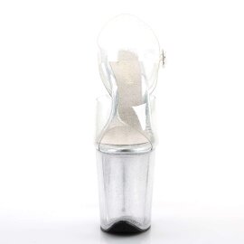 Pleaser Sandalia de Tacón FLAMINGO-808MMG Plata Transparente EU-35 / US-5