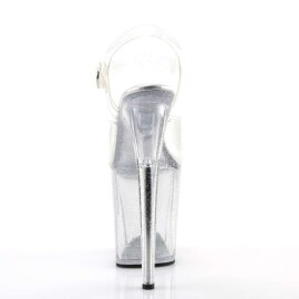 Pleaser Sandalia de Tacón FLAMINGO-808MMG Plata Transparente EU-35 / US-5