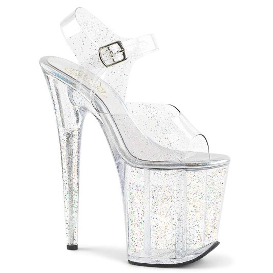 Pleaser Sandalia de Tacón FLAMINGO-808MMG Plata Transparente EU-37 / US-7