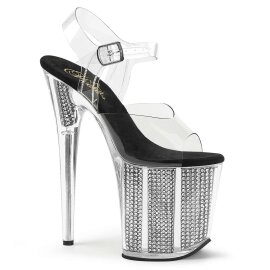 Pleaser Sandalia de Tacón FLAMINGO-808SRS Plata Transparente EU-35 / US-5
