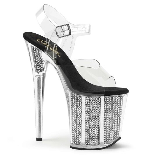 Pleaser Sandalia de Tacón FLAMINGO-808SRS Plata Transparente EU-38 / US-8