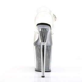 Pleaser Sandalia de Tacón FLAMINGO-808SRS Plata Transparente EU-38 / US-8